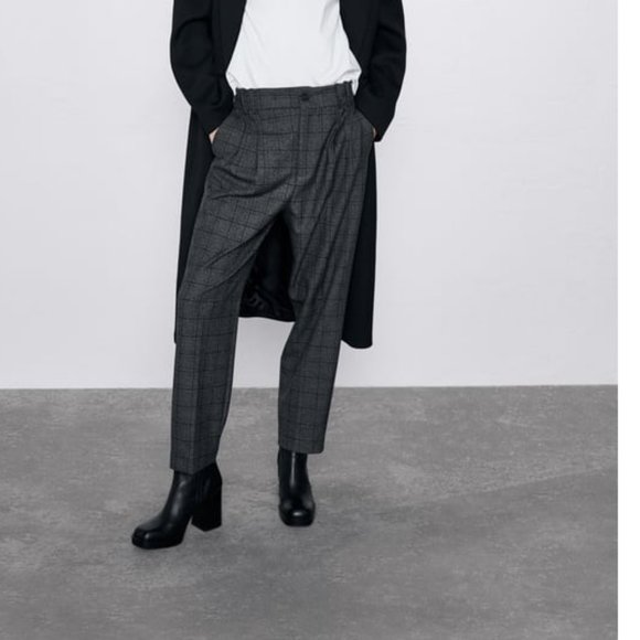 Zara High Rise Plaid Pants - Picture 1 of 10